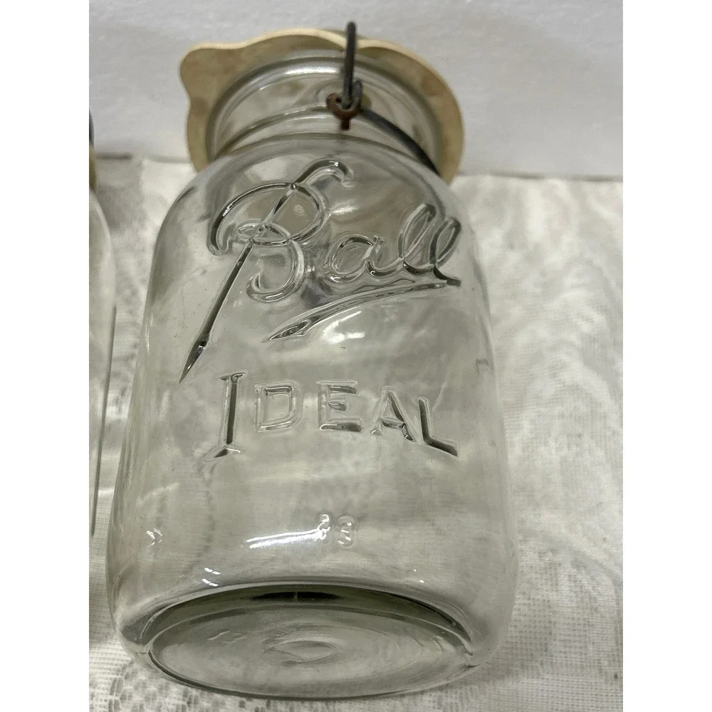 Vintage Ball Perfect Mason‎ and Ball Ideal Glass Canning Jars Set of 2 Clear